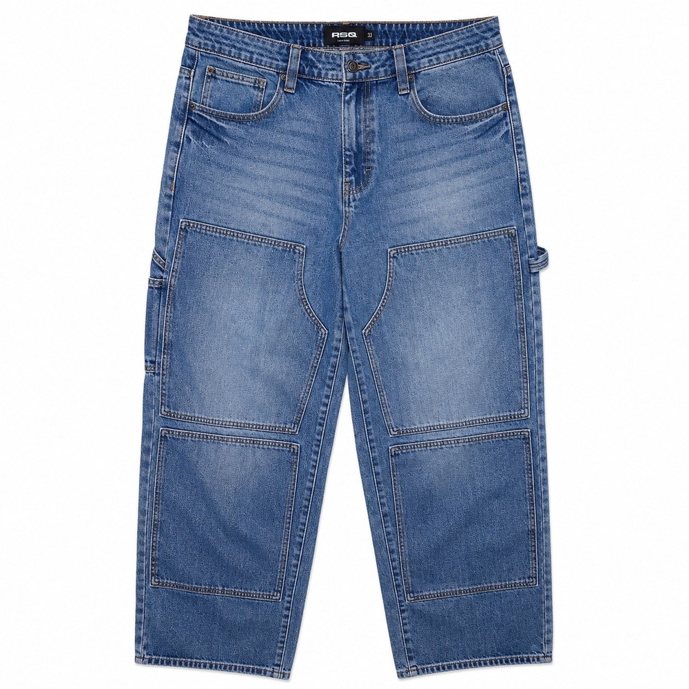 RSQ Extra Baggy Jeans Mens 33x32 Double Knee Carpenter Wide Leg Skater Denim